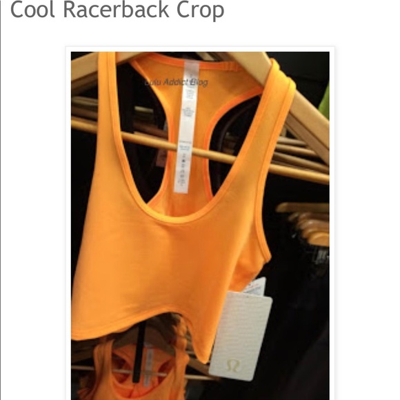 Lululemon cool racerback*crop, neon orange, size 2 - Picture 4 of 5
